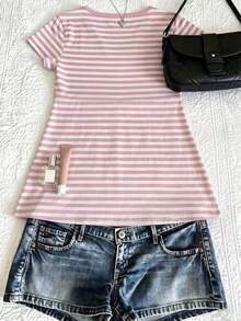 IslaSuriya Women's Striped Short Sleeve Casual Versatile T-Shirt - Multicolor - View 2