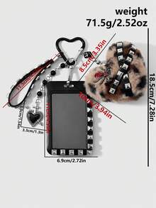 ROMWE Goth 1 Gantungan Kunci Tas/Penutup Kartu Cinta Motif Leopard dengan Paku Keling Kulit Berwarna-warni Gaya Punk Dark Wind, Cocok Dipakai oleh Perempuan - Multicolor-61 - View 3