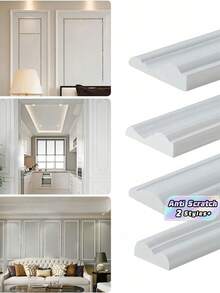 Versatile European French Self Adhesive Wall Decorative Trim Molding TPE Flexible Waterproof Moistureproof Scratchproof Easy Clean No Trace Removable Bendable Edge For TV Background - one size fits all - View 1
