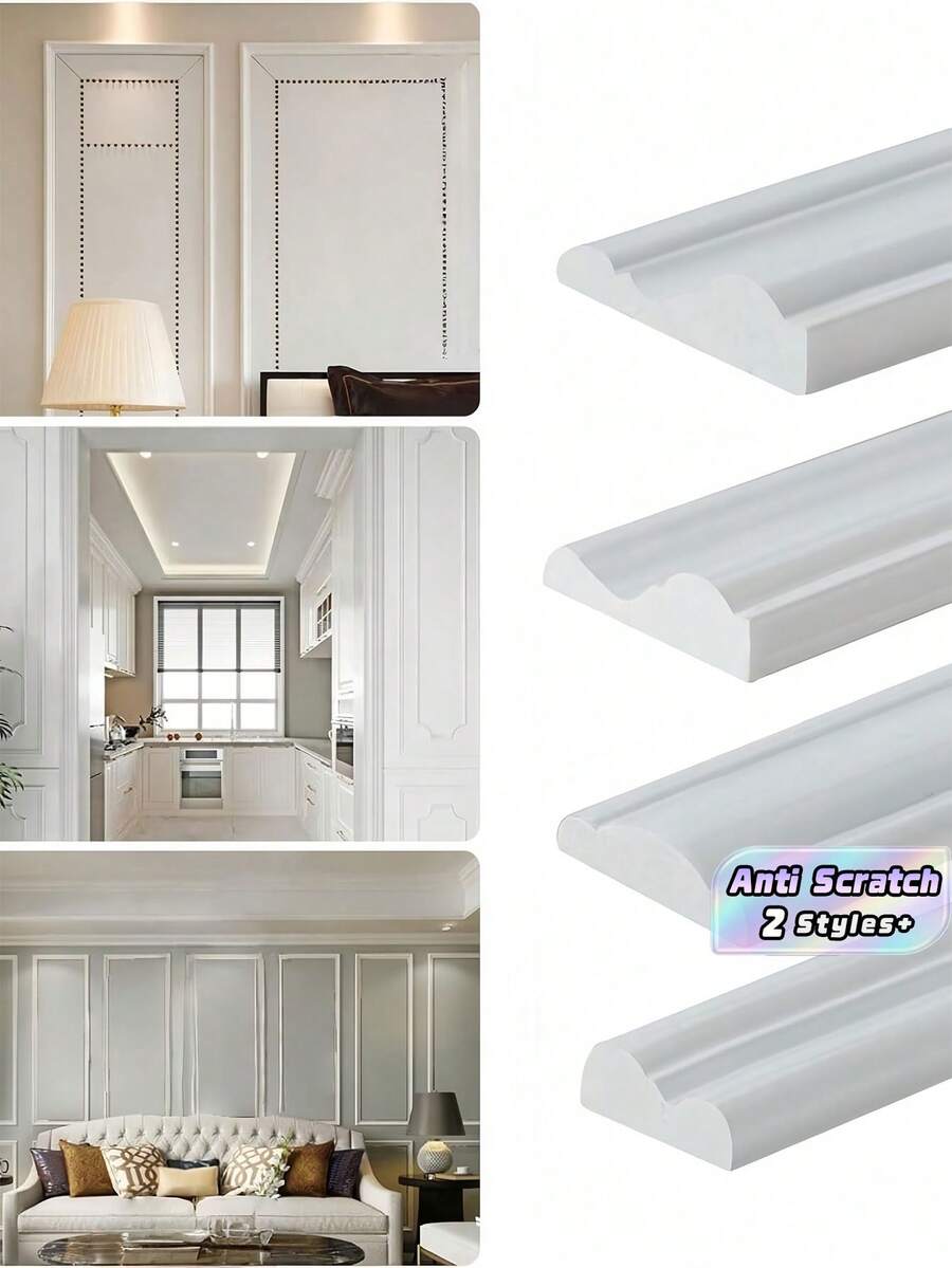 Versatile European French Self Adhesive Wall Decorative Trim Molding TPE Flexible Waterproof Moistureproof Scratchproof Easy Clean No Trace Removable Bendable Edge For TV Background - one size fits all - View 1