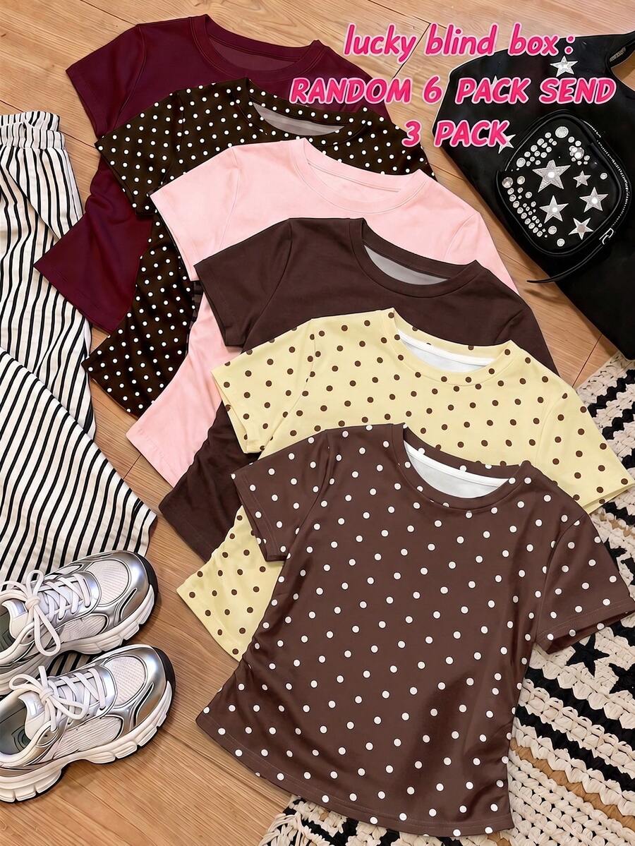 Tween Girls Simple Casual Ruched Waist Cartoon Print 3-Piece T-Shirt Set Suitable For All Seasons - Multicolor - View 1