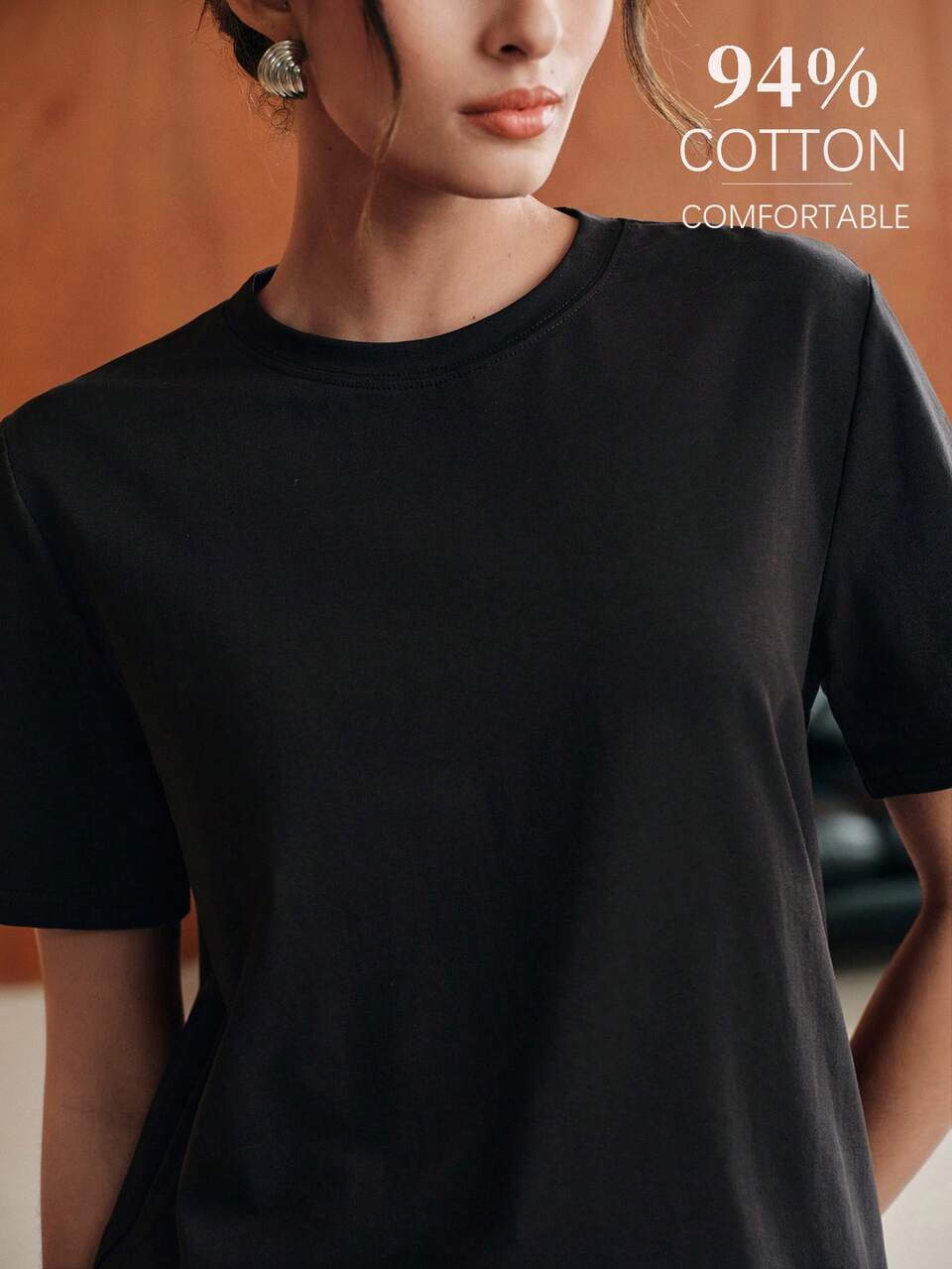 Anewsta Women's Summer Fashion Urban Chic Solid Color Short Sleeve T-Shirt Top