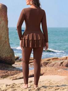 Swim Mulvari 2026 Spring/Summer New Plus Size Swimwear Set - Brown - View 2