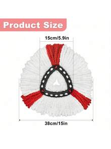 3/6PCS Microfiber Spin Mop Replacement Head Compatible With Triangle 360 Degree Rotating Mop Durable Absorbent Easy Install For Floor Tile Hardwood Home Cleaning Supplies Must Have - Red and White - View 6