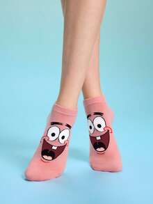 SpongeBob SquarePants | SHEIN 2 Pairs, Comfortable And Cute Cartoon Pattern Socks - color - View 5