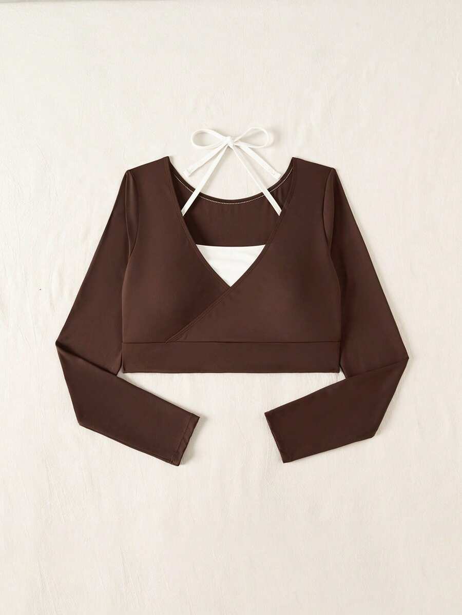 Eassivo Eassivo 2026 Spring/Summer New Women's High Elastic Yoga Outdoor Sports Top Thin - Brown - View 1