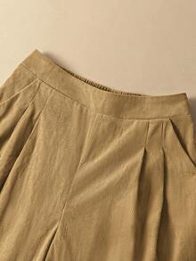 SHEIN Bộ đồ công sở thường ngày dệt cho nữ mùa thu - Màu Khaki - Xem 4