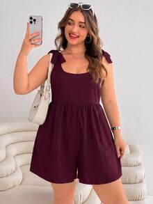 Solflare Mono casual de uso diario con fruncido de color liso para mujer talla grande - Burdeos - Ver 3