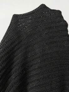 Solflare Plus Size Women's Floral Trim Long Sleeve Single-Breasted Knit Cardigan - Black and White - View 8