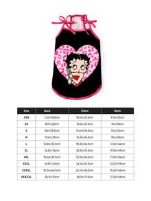Betty Boop x SHEIN 1件裝卡通圖案印花寵物背心裙，貓咪狗咪衣服，尺寸XXS-XXXXL，特小號、特大號，俏皮性感豹紋愛心款 - 玫紅色 - 查看 5