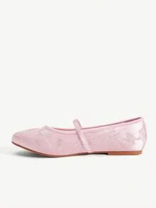 CUCCOO CHICEST 女款粉色緞面刺繡時尚度假沙灘優雅平底鞋 - 粉色色丁 - 查看 4