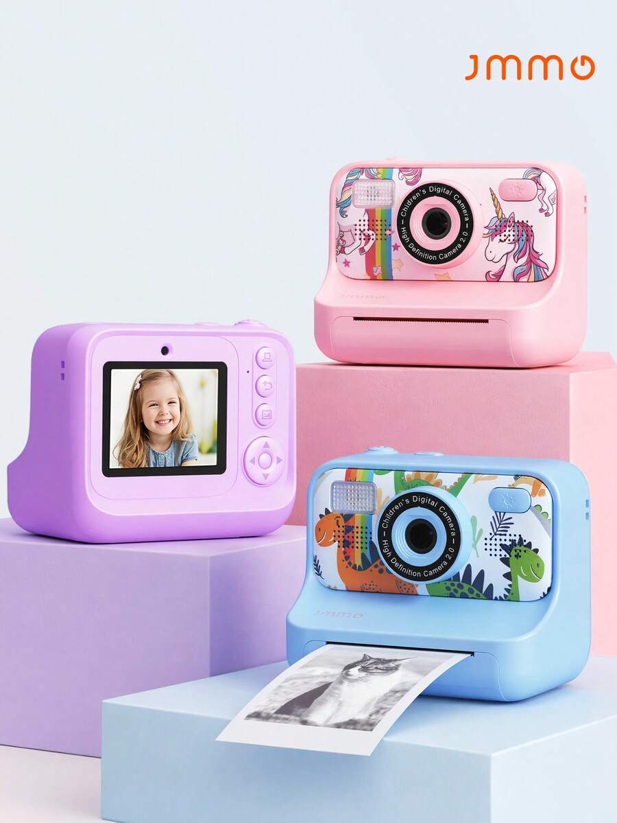 JMMO Kids Instant Print Camera, 1080P HD Digital Camera With Thermal Printer, Dual Lens Selfie Camera Toy For Boys Girls, Educational Kids Camera With Dinosaur/Unicorn Design - Multicolor - View 1