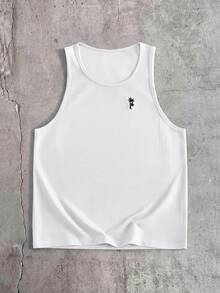 SIGLOCORE 男士棕櫚樹刺繡圓領休閒背心 - 白色 - 查看 2