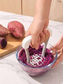 1PC Potato Masher With Non-Slip Plastic Handle, Mashing Plate Manual Food Press, Labor-Saving Kitchen Tool For Mashed Potato Pumpkin Vegetable Puree, Easy Clean Dishwasher Cooking Gadget - Multicolor - View 7