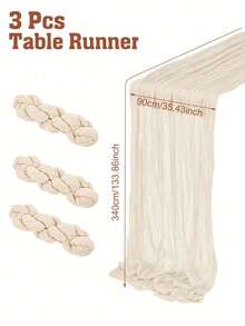 Polyester Cream Foldable Table Runner – Holiday Wedding Birthday Party Decor, Home Dining Table Cover, Versatile For Photo Frame Display, Banquet Kitchen Events - Beige - View 6