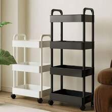 1pc Rolling Bathroom Storage Rack, Multi-Layer Mobile Snack Storage Shelf, Floor To Ceiling, Suitable For Kitchen And Bathroom, Perfect For Holiday Parties, Back To School, Thanksgiving, Valentine's Day And More - Multicolor - View 5