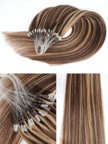 50g 50 mechones de extensiones de cabello con punta de micro enlace, 100% cabello humano real, 16-24 pulgadas, extensiones de cabello con punta de micro enlace invisible Remy de fusión en frío, color resaltado #4P27, textura larga y recta, instalación de fusión en frío, volumen construible, cosplay, - S4/27 - Ver 5