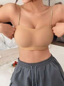 Napfluff 1pc Apricot Seamless Strapless Bra For Women - Apricot - View 3