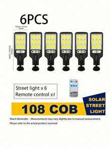 1/2/4/6PCS Solar 108COB Outdoor Wall Light Human Motion Sensor Street Light, 1200MAH,120 ° Wide-Angle Spotlight, With Remote Controller, Automatic Dusk Lighting, Waterproof, Durable, Very Suitable For Wall, Porch, Shed, Garage - Multicolor - White Light - View 14