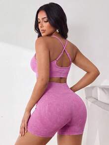 Slayform Slayform Women's Backless Halter Neck Sports Bra - Hot Pink - View 4
