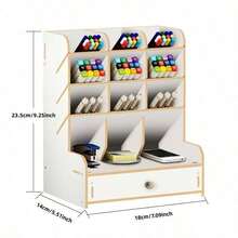 1pc  Desk Organizer, Large-Capacity DIY Pen Holder & Desktop Stationery Storage Rack, Ideal For Organizing Pens And Supplies In Offices, Homes And Schools. - Multicolor - View 9
