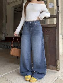 DAZY Women's Casual Daily Denim Jeans With Pocket, Button And Patchwork Fall - Blue - View 4