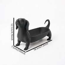 極簡 3D 列印臘腸狗收納托盤，多功能梳妝台珠寶盤，可放置戒指與手錶，可愛狗狗造型玄關鑰匙收納架 - 黑色 - 查看 3