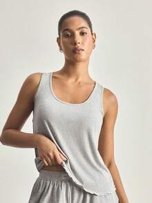 Ocili Minimalist Comfortable Soft Rib Knit Crew Neck Camisole For Women - Grey - View 3