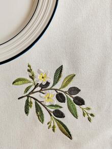 Cirelle 1/2/4 Pcs Embroidered Cloth Napkins, Beige Dinner Napkins With Olive Branch Motif, Reusable Washable Table Napkins For Dining Room, Wedding & Party Decor - Multicolor - View 7