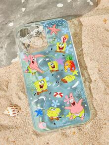 SpongeBob SquarePants | SHEIN Casing Ponsel Transparan Biru dengan Motif Kartun, Pelindung Anti Jatuh untuk iPhone 11-17 - MultiWarna - View 2