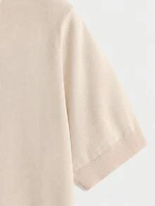 HIMLAND Men's Casual Versatile Solid Color Short Sleeve Knit Top - Apricot - View 4