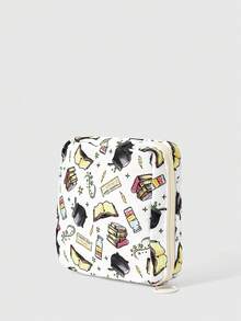 HARRY POTTER X SHEIN Portable All Over Wizard Print Small Zipper Storage Pouch Sanitary Pad & Makeup Bag - Cartoon-6 - View 4
