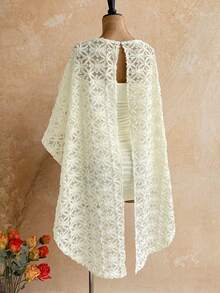 Soleia 2pcs Shawl & Fitted Mini Dress Set, Elegant - White - View 2