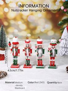 3-4pcs/Set 13cm Nutcracker Hanging Ornaments, Nutcracker Soldier Christmas Tree Pendants, Creative Wooden Puppet Soldier Christmas Decorations, Home Holiday Decor, Suitable For Christmas Party, Holiday Decor, Home Decor, Party Favors, Room Decor - Multicolor - View 16