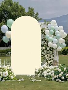 1PC Double Sided Elastic Stretch Fabric Arch Backdrop Cover Beige Color For Wedding Birthday Party Bridal Shower Anniversary Event Decoration Background Drape Arch Stand Decor Stretch Fabric - Beige - View 4