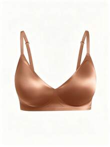 Ocili Women's Seamless Wireless Deep V-Neck Push-Up Jelly Soft Support Bra, Comfortable Side-Boob Coverage, Minimalist Everyday Bra With Molded Cups, 1pc - Coffee Brown - View 4