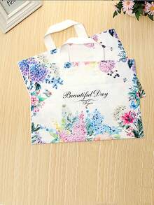 10件裝花鳥印花托特袋，精品店、化妝品與派對伴手禮禮品袋套組 - 藍色 - 查看 7