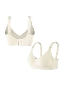 SHEIN 白色無縫貼身模杯哺乳內衣，極簡日常孕婦內衣 - 白色 - 查看 3