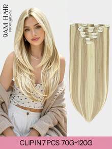 Clip In Hair Extensions Real Human Hair, Remy Human Hair Extensions Clip Ins For Women, Natural Human Hair, 70-120g 7Pcs - S18/613 - View 1