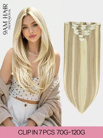 Clip In Hair Extensions Real Human Hair, Remy Human Hair Extensions Clip Ins For Women, Natural Human Hair, 70-120g 7Pcs