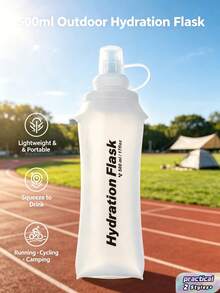 1pc Foldable Soft Water Bottle Narrow Mouth Lightweight Portable Squeeze Hydration Flask For Cycling Hiking Trail Running Outdoor Sports Travel Reusable Sports Water Accessory - Multicolor - View 2