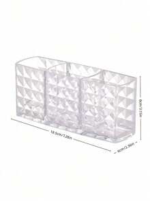 1PC Clear Acrylic Makeup Brush Organizer 3 Compartments Cosmetic Storage Box Pen Holder Desk Organizer Vanity Accessories Christmas Holiday Gift Giving Beauty Storage Essential Multifunctional Transparent Display Case For Bathroom Office Home Decor - Clear - View 9