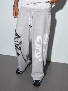 Modcrash Baggy Version - Men's Casual Fashion Printed Loose Fit Pants - Grey - View 1