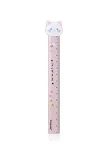 1pc Cute Cat & Dog Cartoon Animal Shaped 15cm Ruler With Fuzzy Ball, Wavy Line Scale, Adorable Stationery,Rulers, Back To School - Cute Pet Series - View 9