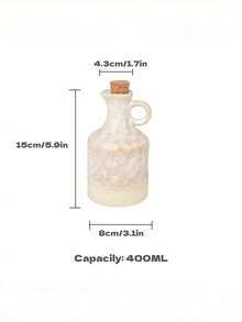 Cirelle 1pc Ceramic Olive Oil Dispenser Bottle With Handle & Cork Stopper, Handcrafted Pottery Oil & Vinegar Cruet, Two-Tone Glazed Liquid Dispenser Container For Kitchen Counter Decor (Green / Cream White) - View 11