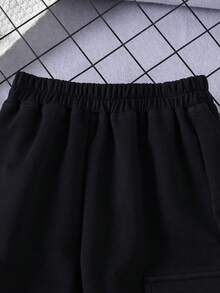 SHEIN 女童休閒百搭日常旅行長褲 - 黑色 - 查看 4