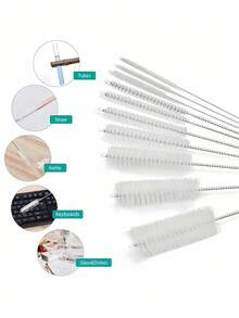 10 Pack Stainless Steel Straw Cleaning Brushes Reusable Durable Extra Long Flexible Nylon Bristles For Glass Silicone Metal Water Bottles Multipurpose Friendly Gift - White - View 6
