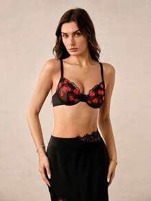 Hourtrue Women's Underwire Thin Cup Embroidered Bra, 1pc - Multicolor - View 1
