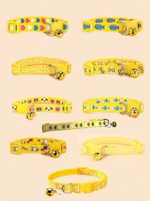 5pcs Cute Cartoon Dog & Cat Collars With Bell - Random Pattern Pet Collars For Small Medium Pets, Adjustable Decorative Kitten Puppy Collar Set, Funny Durable Nylon Collars For Cats Dogs, Gift For Pet Lovers - Multicolor - View 9