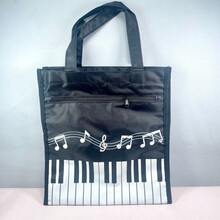 2/5pcs Piano Key Music Waterproof Oxford Cloth Tote Bag, Shoulder Bag, Shopping Bag, Travel Weekend Bag, Reusable Music Handbag, Casual Fashion, Musical Note Pattern, For School, Shopping And Commuting - Black - View 9
